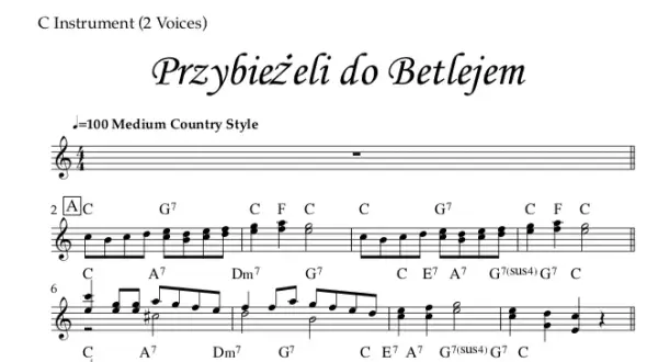 Proste chwyty gitarowe do kolędy przybieżeli do Betlejem dla początkujących